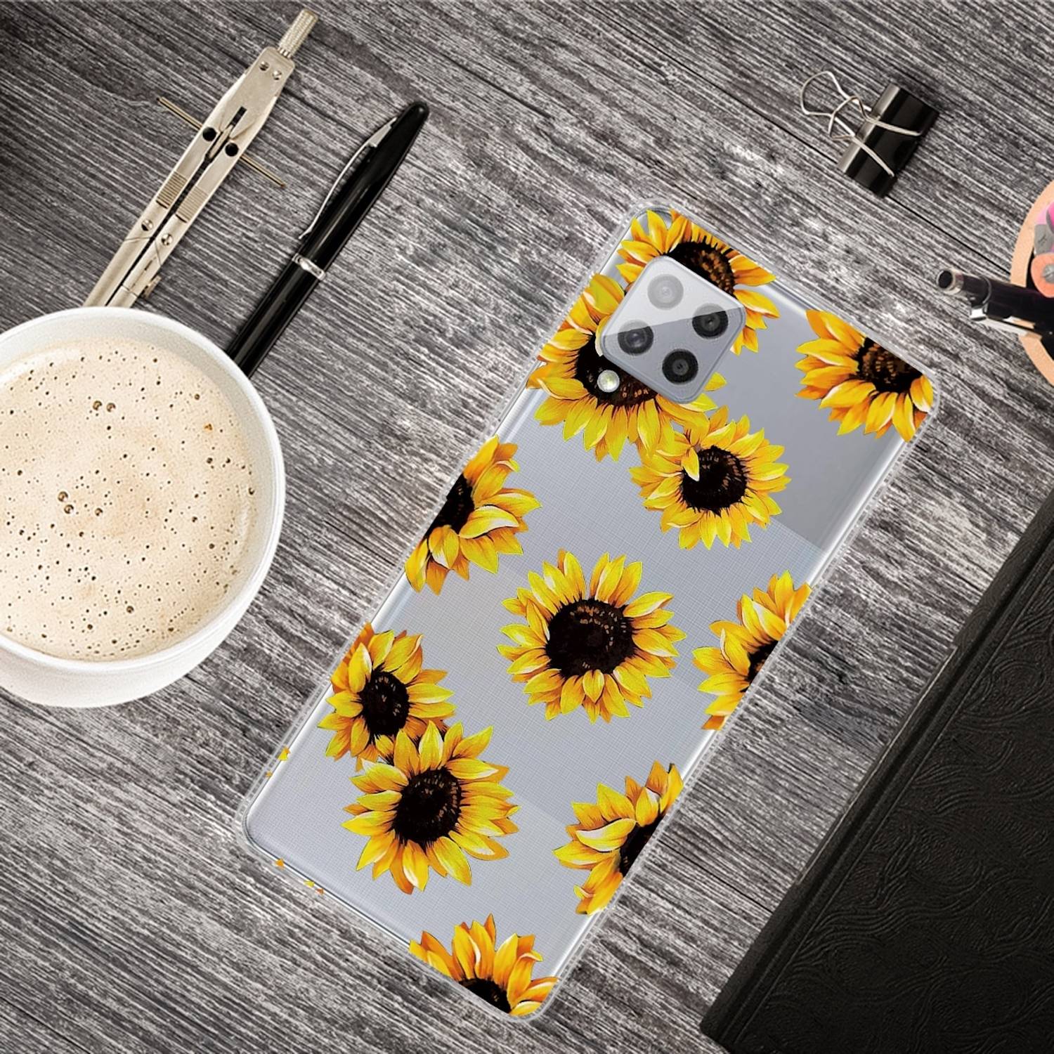 Für Samsung Galaxy A42 5G Silikon Case TPU Sonnenblume Schutz Muster Tasche Hülle Cover Etuis Zubehör