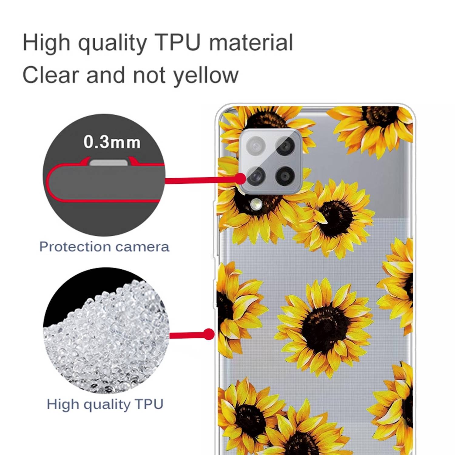 Für Samsung Galaxy A42 5G Silikon Case TPU Sonnenblume Schutz Muster Tasche Hülle Cover Etuis Zubehör