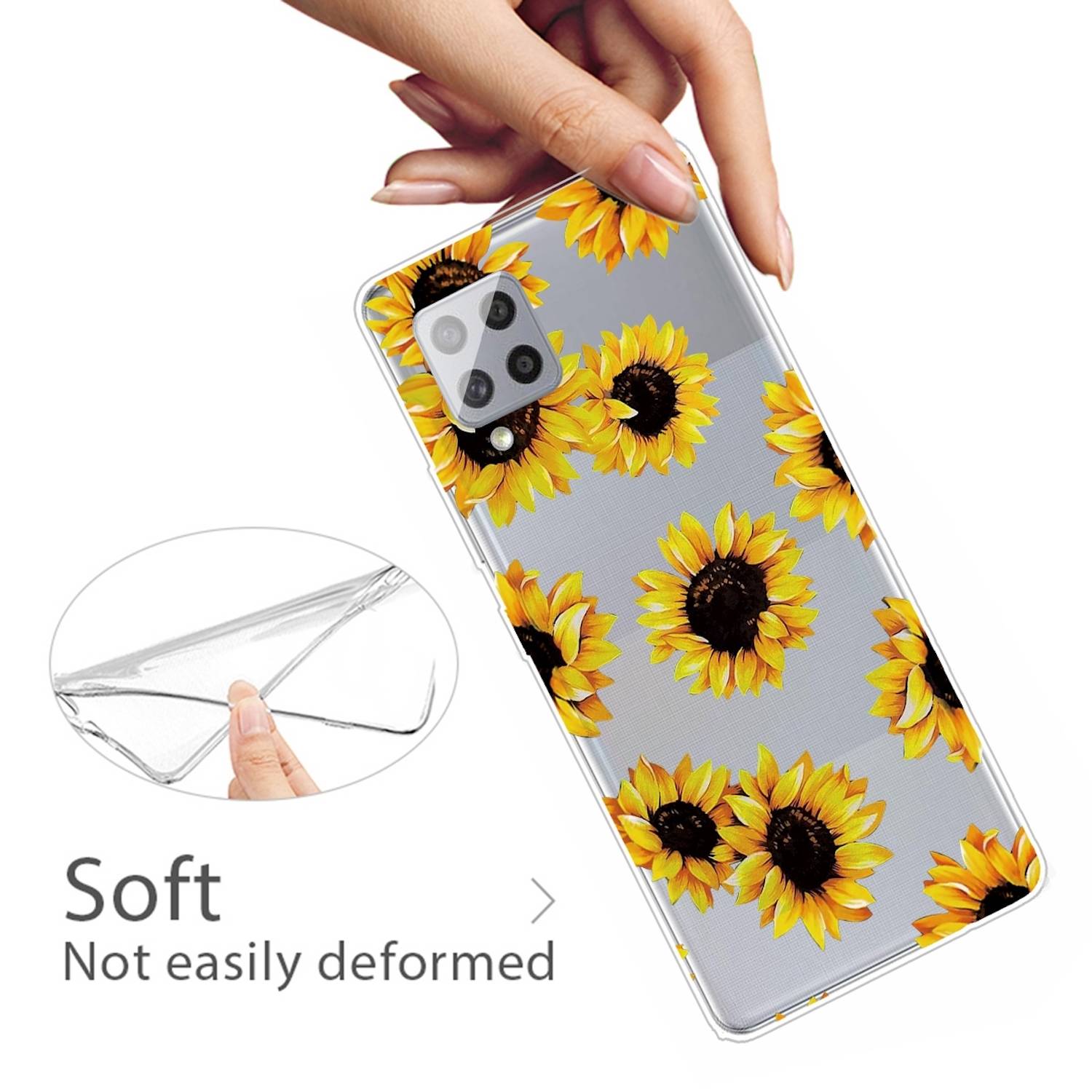 Für Samsung Galaxy A42 5G Silikon Case TPU Sonnenblume Schutz Muster Tasche Hülle Cover Etuis Zubehör