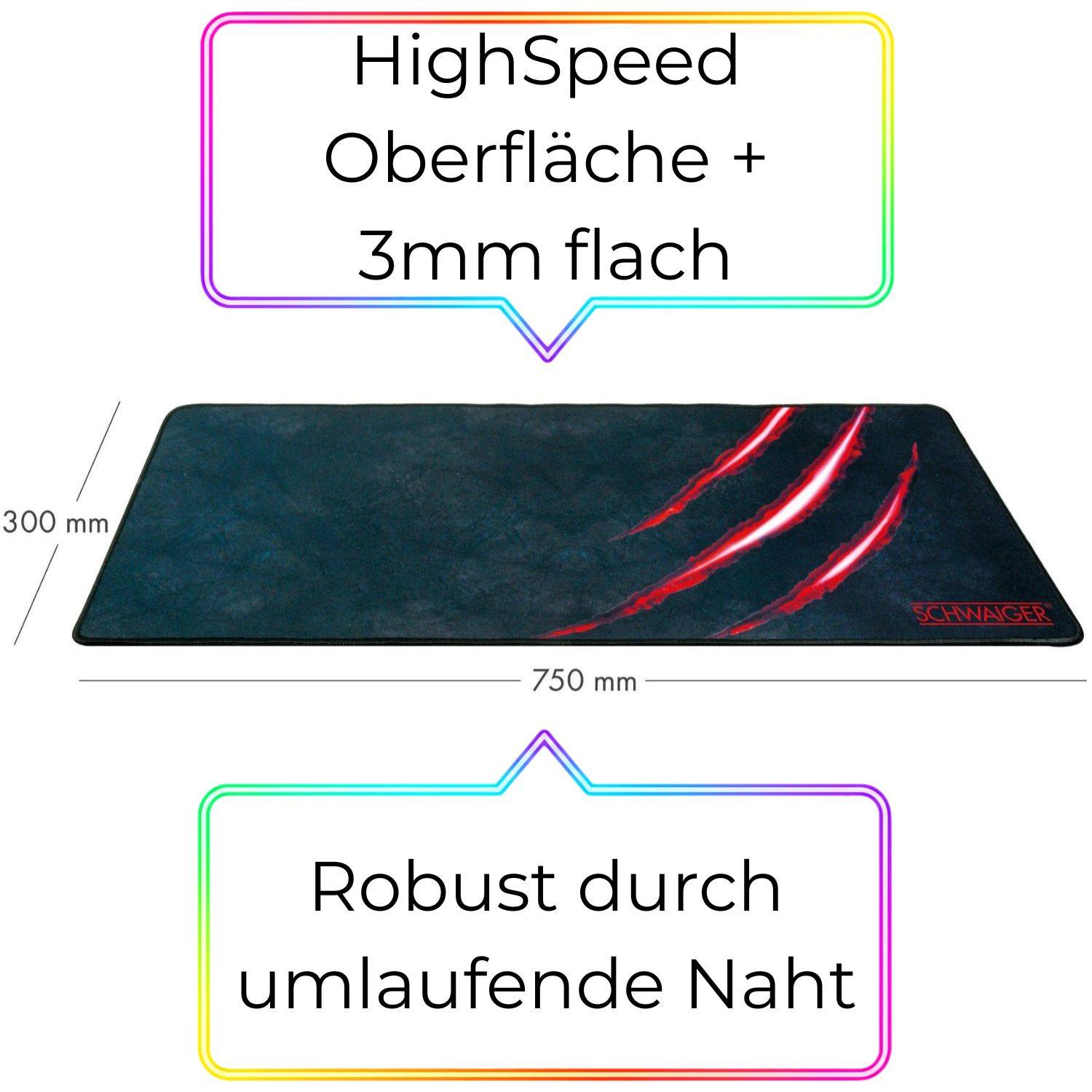 Gaming Deskpad Mauspad XXL Stoff 750x300mm