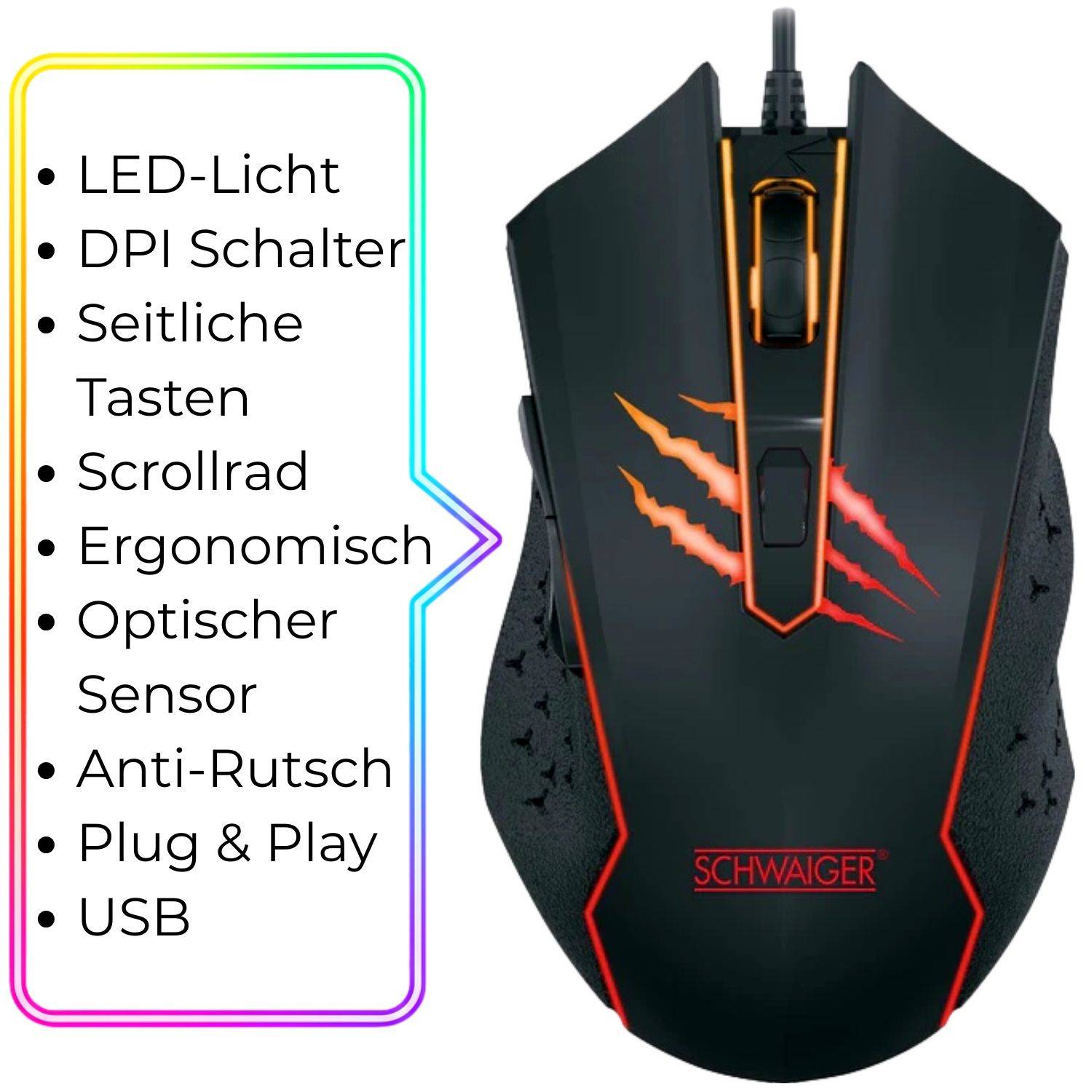 Gaming Maus Optisch RGB LED Beleuchtung