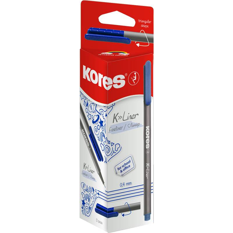 Kores Fineliner "K-Liner", Strichstärke: 0,4 mm, blau