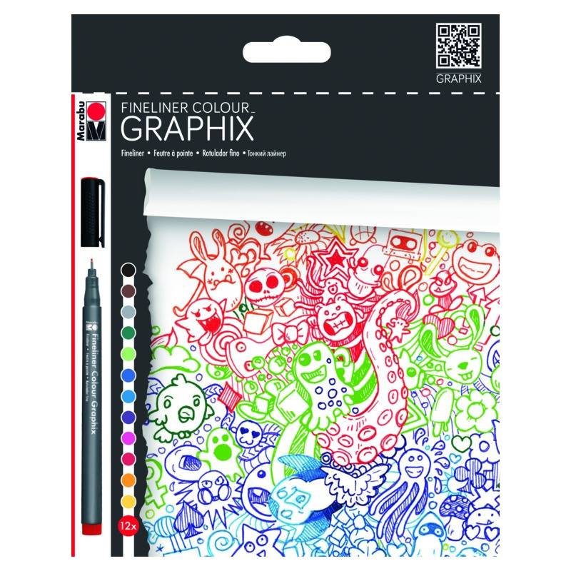 Marabu Fineliner COLOUR GRAPHIX, "DOODLE SUPREME", 12er