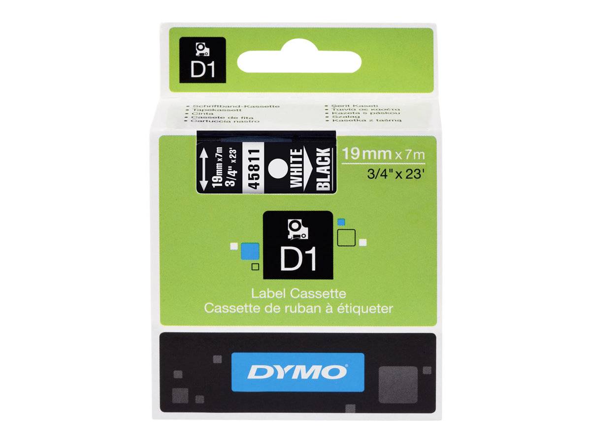 Dymo D1 - Selbstklebend - Weiß auf Schwarz - Rolle (1,9 cm x 7 m)
