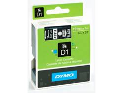 Dymo D1 - Selbstklebend - Weiß auf Schwarz - Rolle (1,9 cm x 7 m)