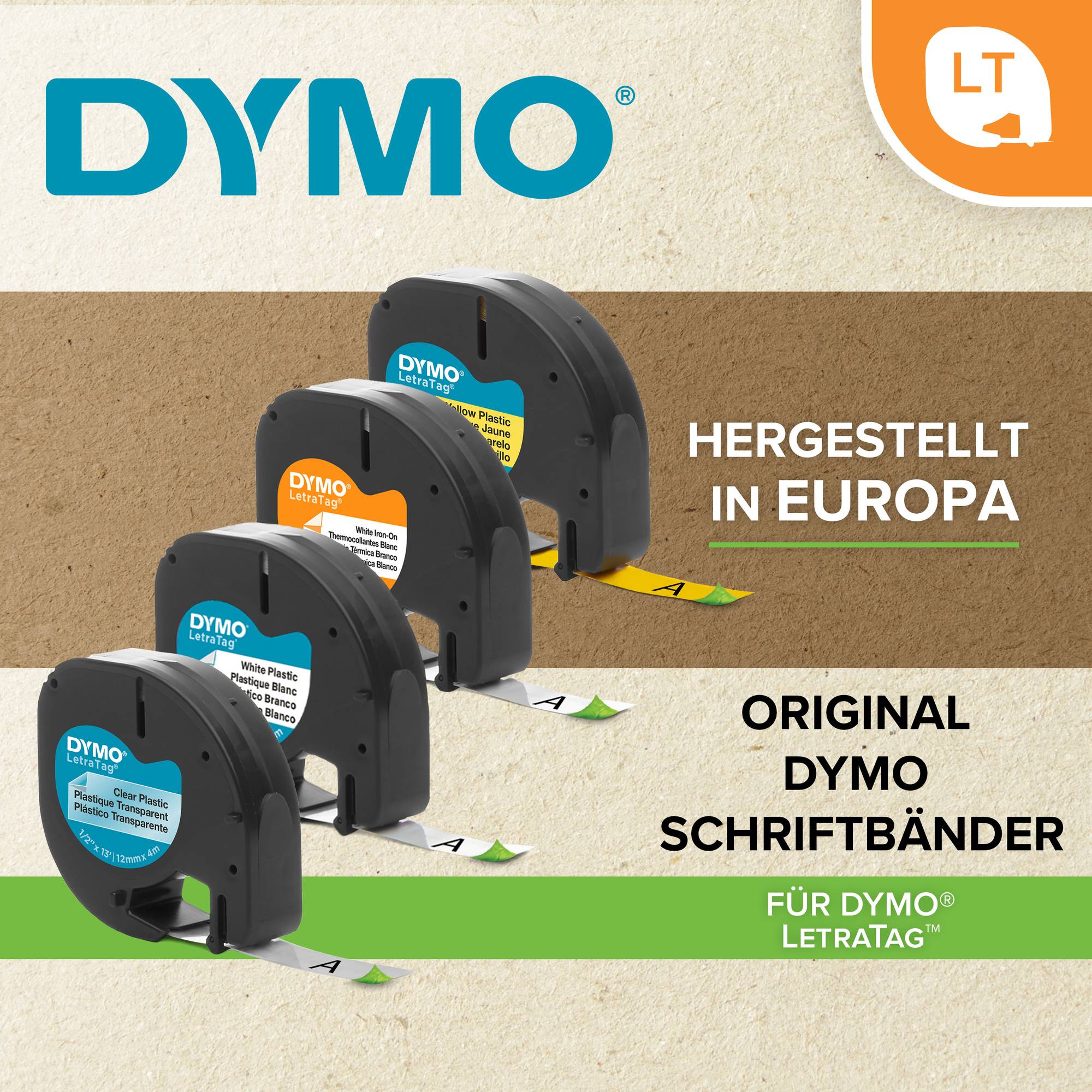 DYMO LT Bandfarbe: Grün Schriftfarbe: Schwarz 12mm 4m S0721640