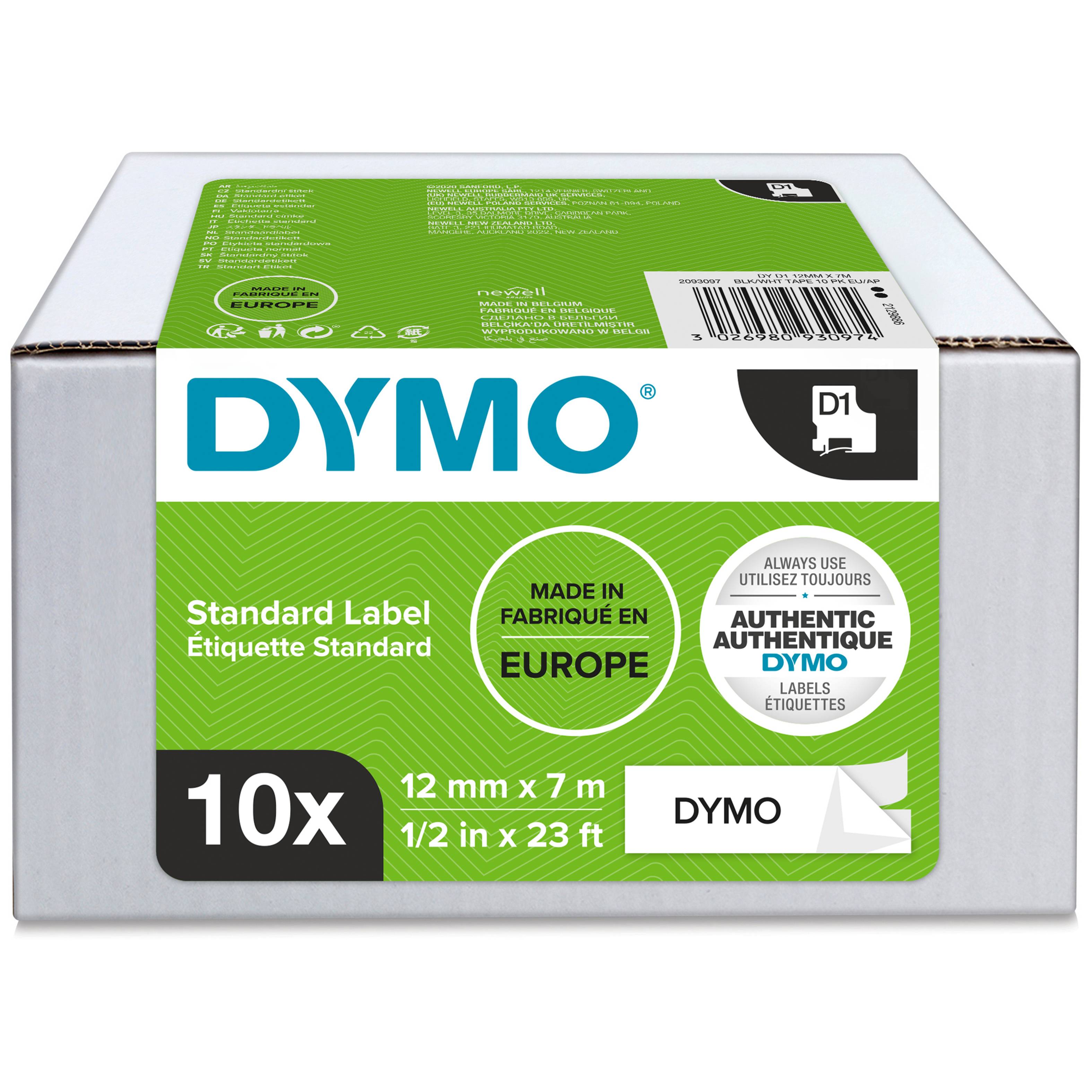 Dymo D1 - Selbstklebend - Schwarz auf Weiß - Rolle (1,2 cm x 7 m)