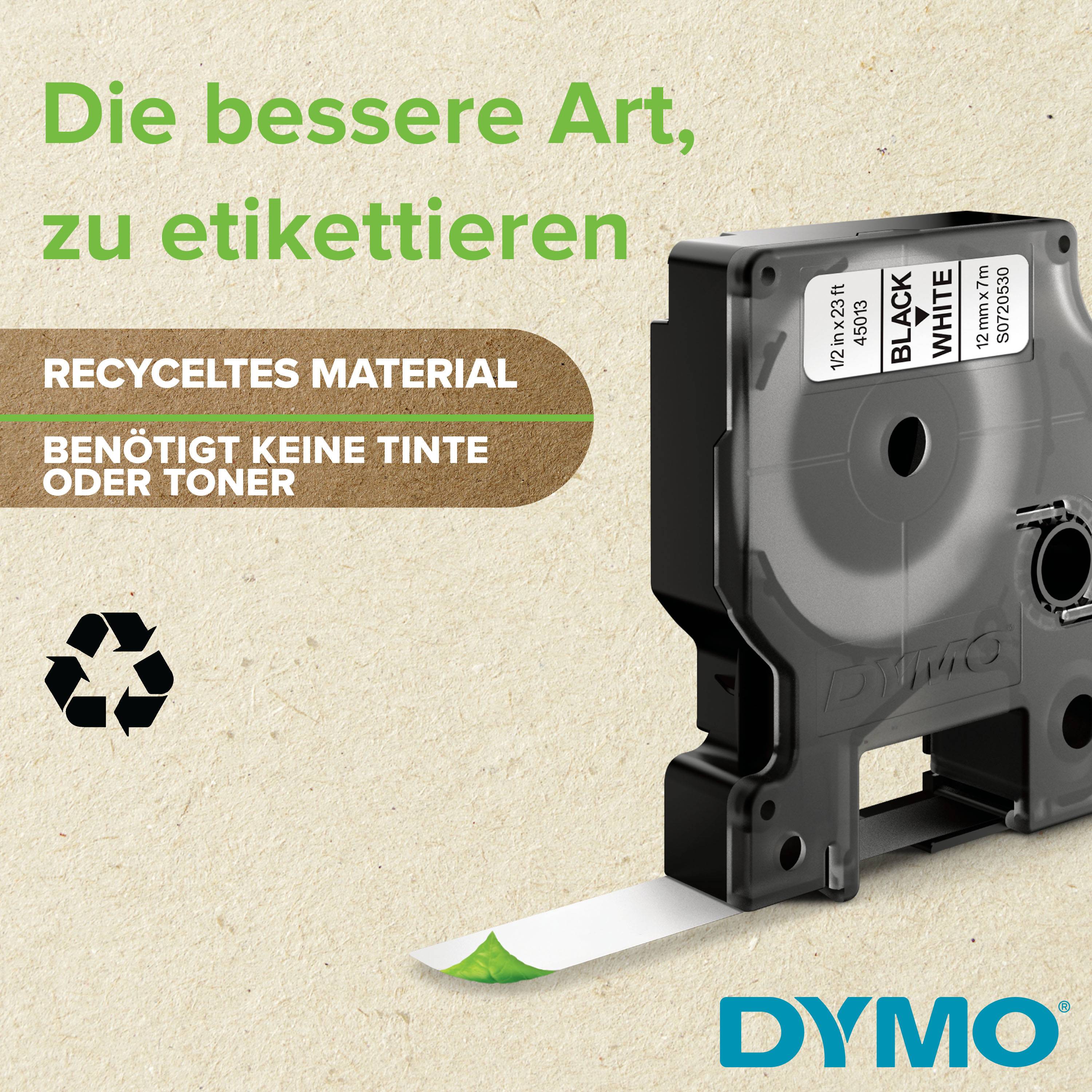 Dymo D1 - Selbstklebend - Weiß auf Schwarz - Rolle (1,9 cm x 7 m)