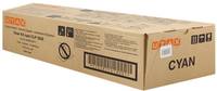 Beige Verpackung mit Tonerpatrone mit der Bezeichnung „CYAN