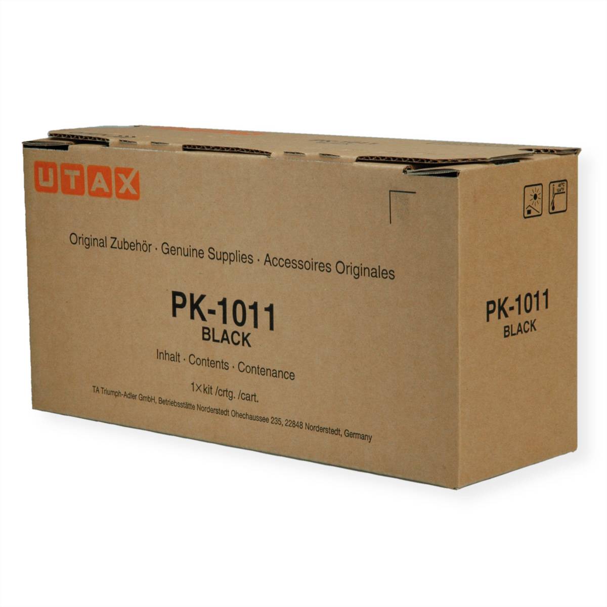 Kartonbox für UTAX PK-1011 schwarzes Toner oder Kartuschen, gekennzeichnet mit „Original Supplies
