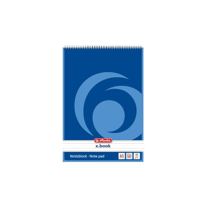 herlitz Spiralnotizblock x.book, DIN A5, 50 Blatt, liniert