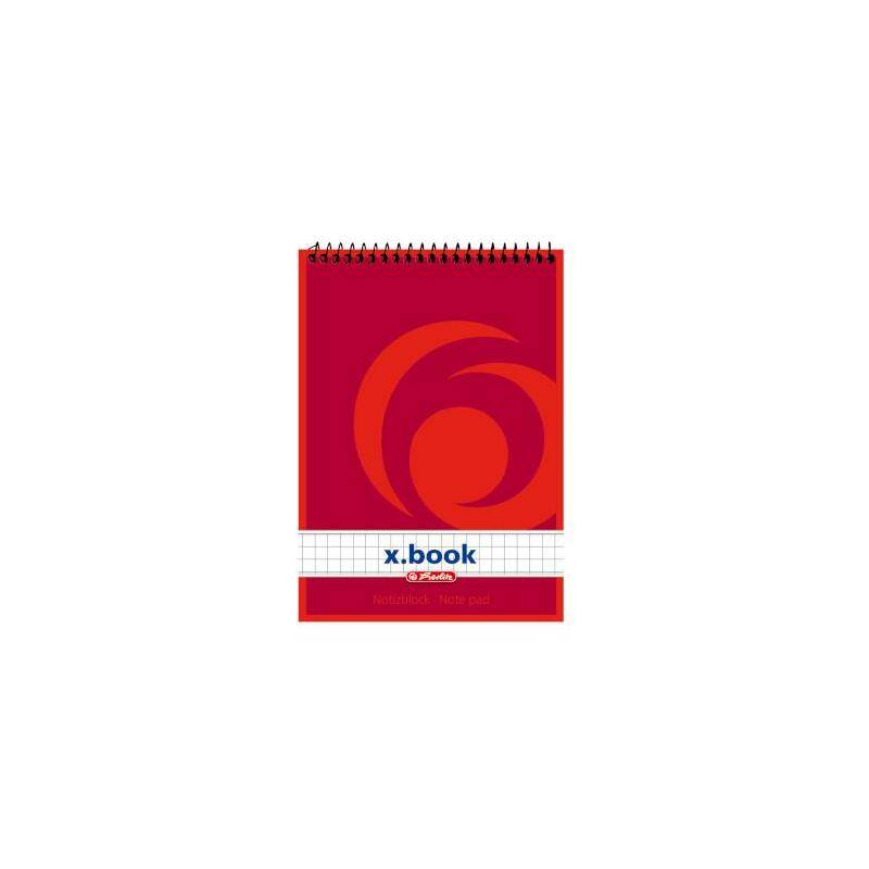 herlitz Spiralnotizblock x.book, DIN A6, 50 Blatt, kariert