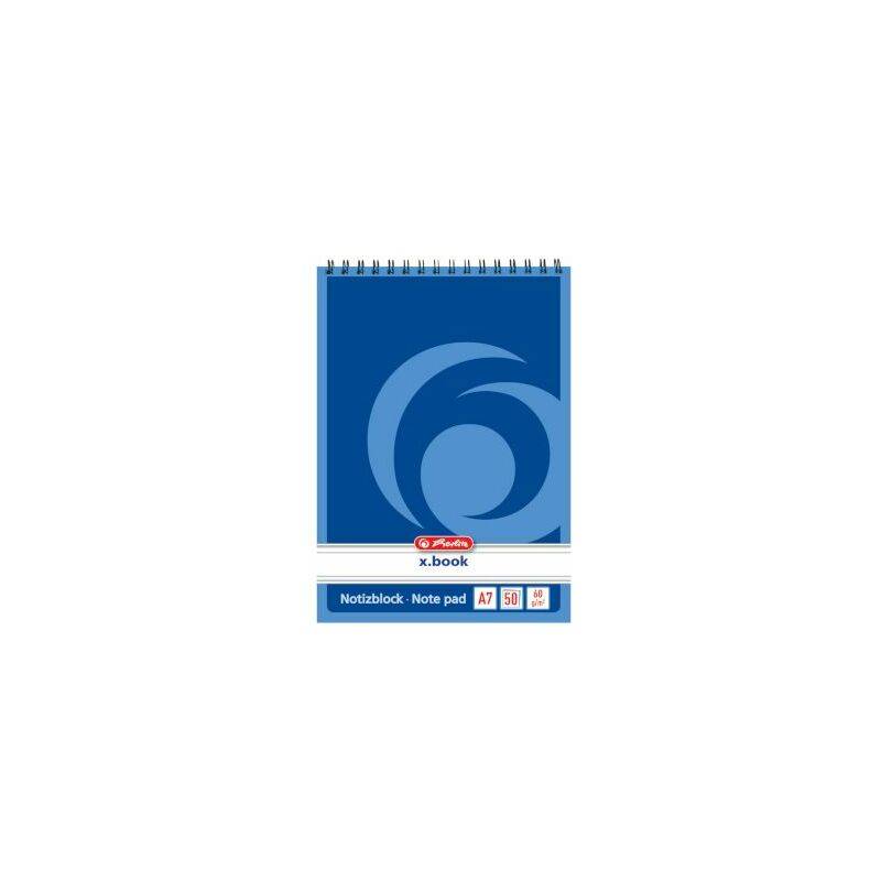 herlitz Spiralnotizblock x.book, DIN A7, 50 Blatt, liniert