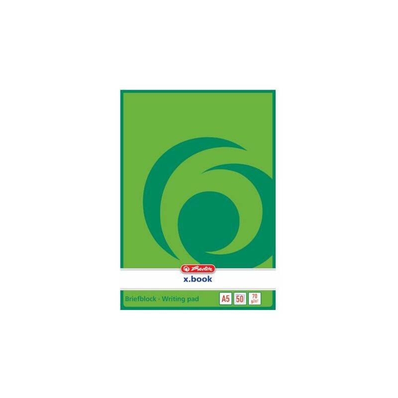 herlitz Briefblock x.book, A5, ungelocht, 50 Blatt, blanko