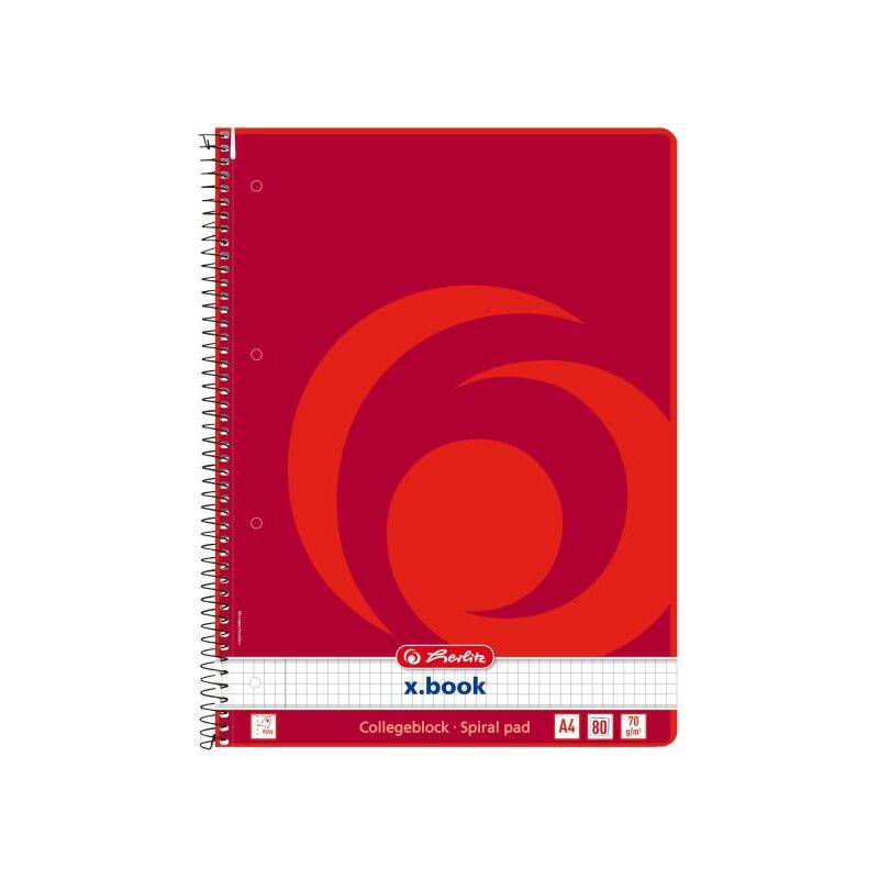 herlitz Collegeblock x.book, DIN A4, 80 Blatt, kariert