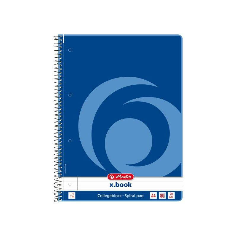 herlitz Collegeblock x.book, DIN A4, 80 Blatt, liniert