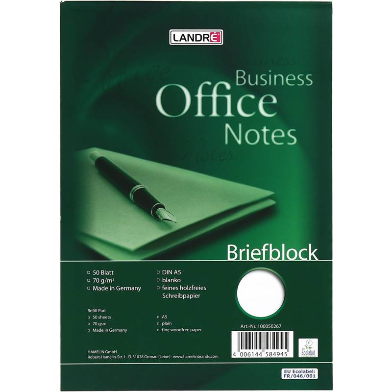 LANDRÉ Briefblock "Business Office Notes", DIN A5, blanko