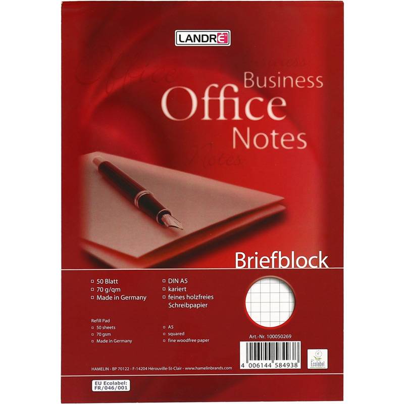LANDRÉ Briefblock "Business Office Notes", DIN A5, kariert