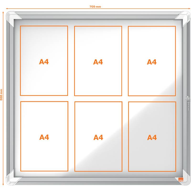 nobo Schaukasten Premium Plus, Metall-Rückwand, 6 x DIN A4