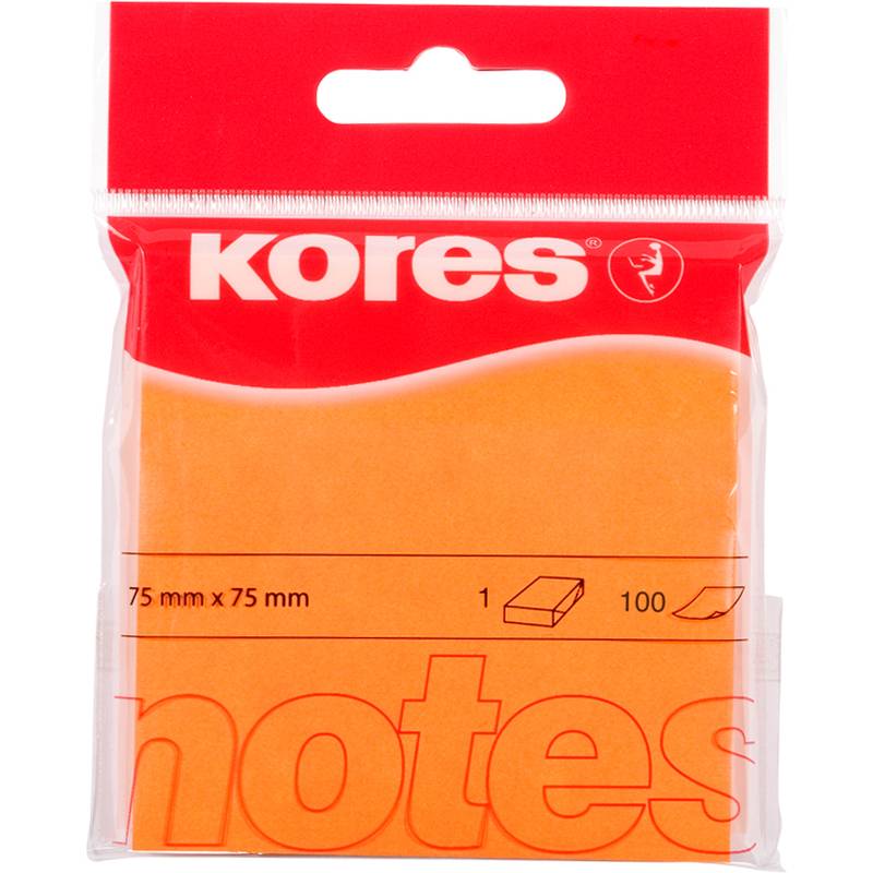 Kores Haftnotizen "NEON", 75 x 75 mm, blanko, neon-orange