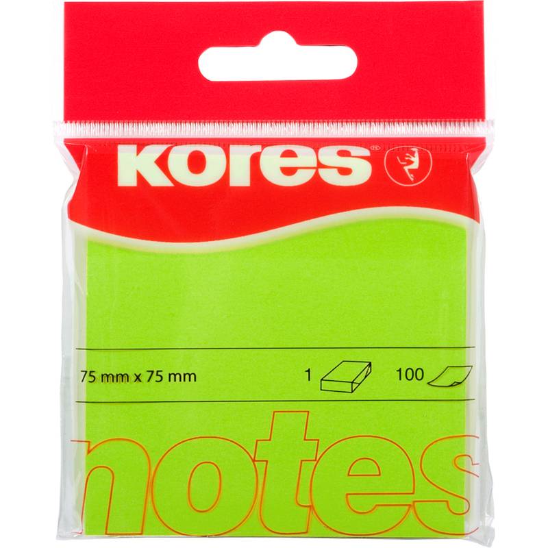 Kores Haftnotizen "NEON", 75 x 75 mm, blanko, neon-grün