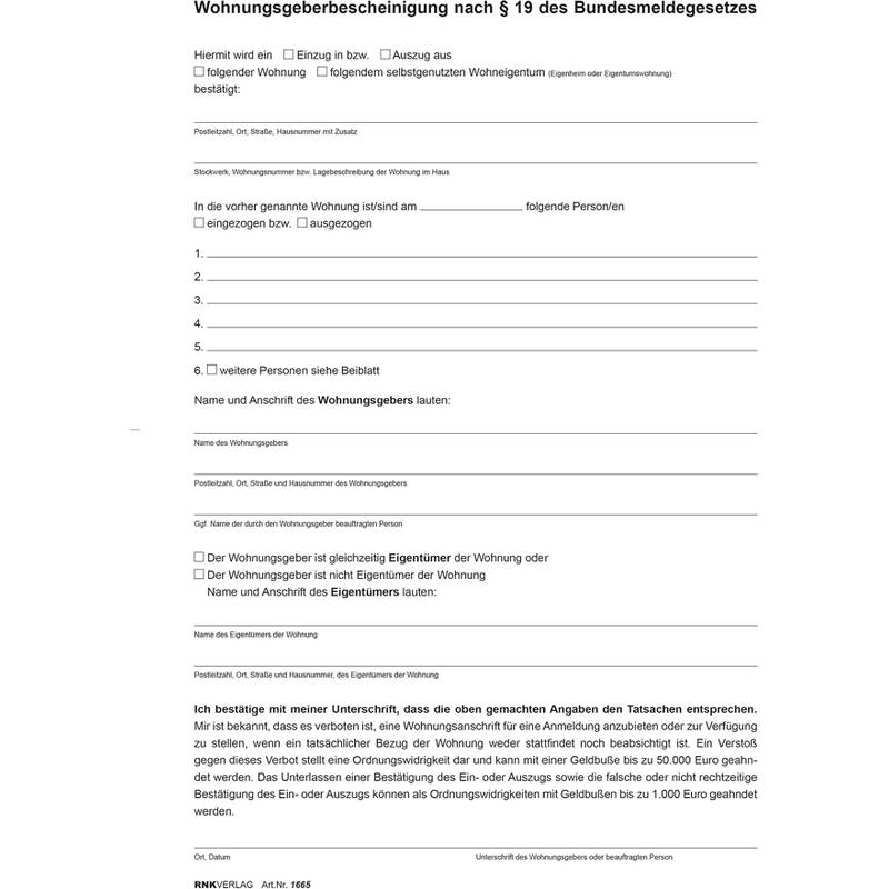 RNK Verlag Vordruck "Wohnungs-Einheitsmietvertrag", DIN A4