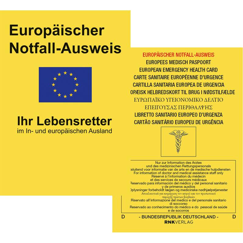 RNK Europäischer Notfallausweis, 105 x 75 mm, im Display