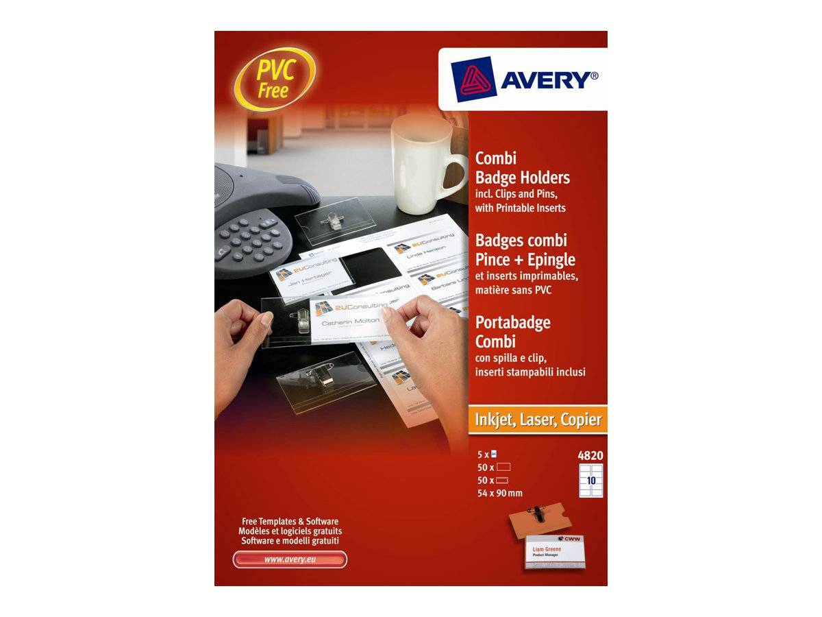 AVERY Zweckform Namensschilder mit Kombiklemme 90 x 54,0 mm, 10 St.