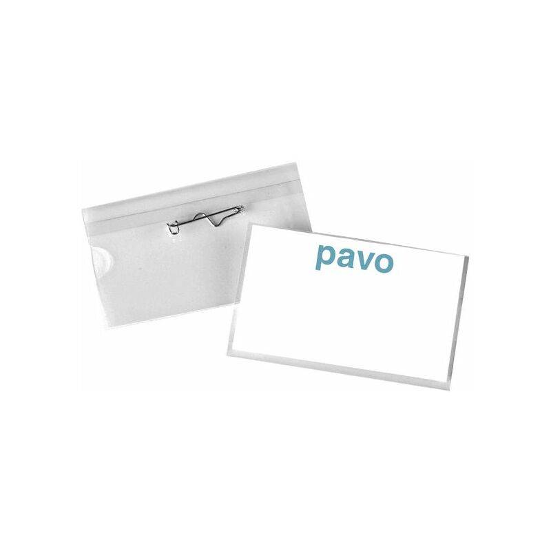 pavo Namensschild, mit Wellennadel, 40 x 60 mm, transparent