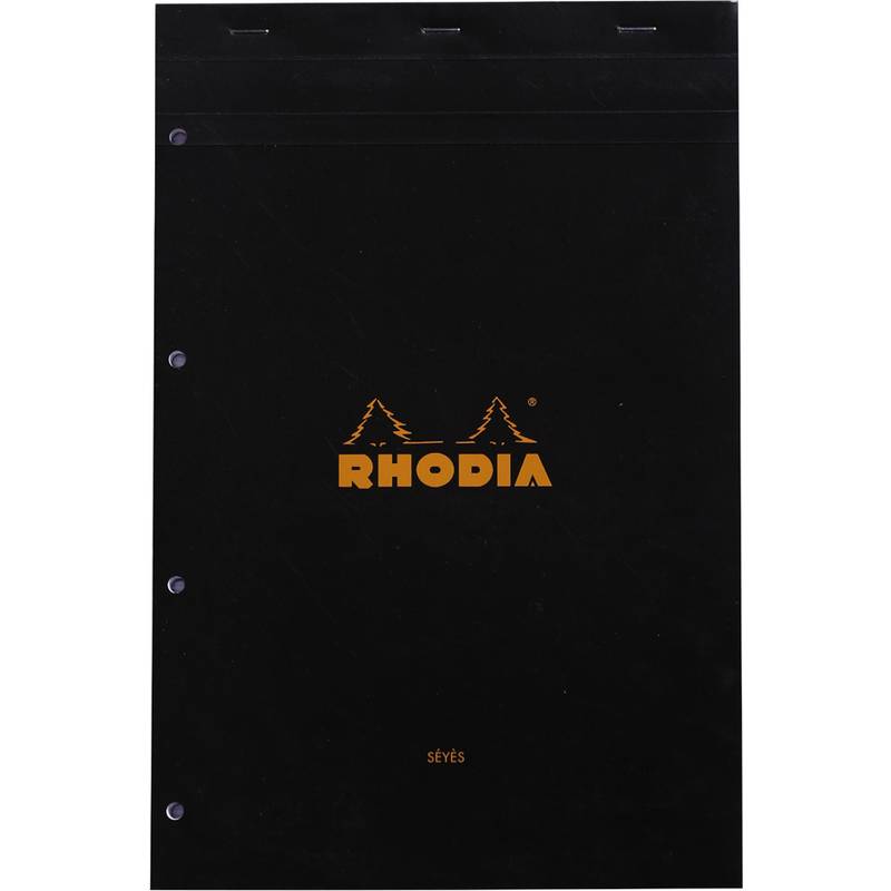 RHODIA Notizblock No. 20, DIN A4+, franz. Lineatur, schwarz