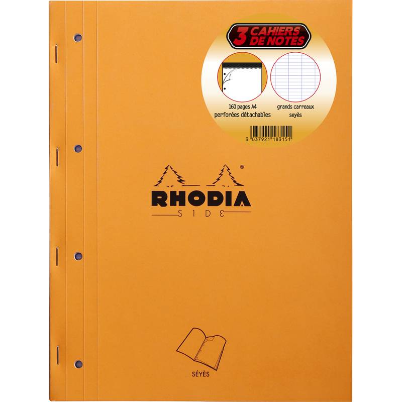 RHODIA Arbeitsblock, DIN A4, franz. Lineatur, 3er Pack