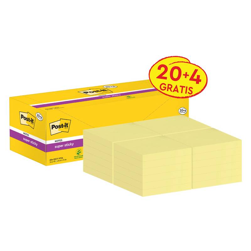 Post-it Haftnotizen super sticky notes, 76 x 76 mm, 20+4