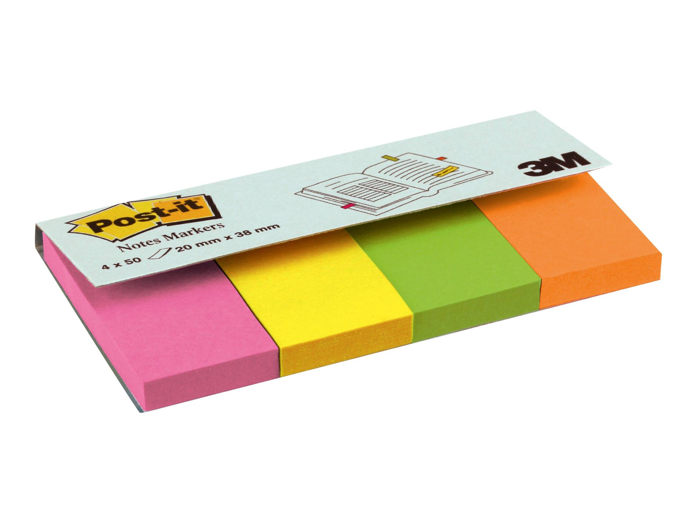 3M - Post-it 670-4N - Seitenmarker - 20 x 38 mm - 200 Blatt (4 x 50)