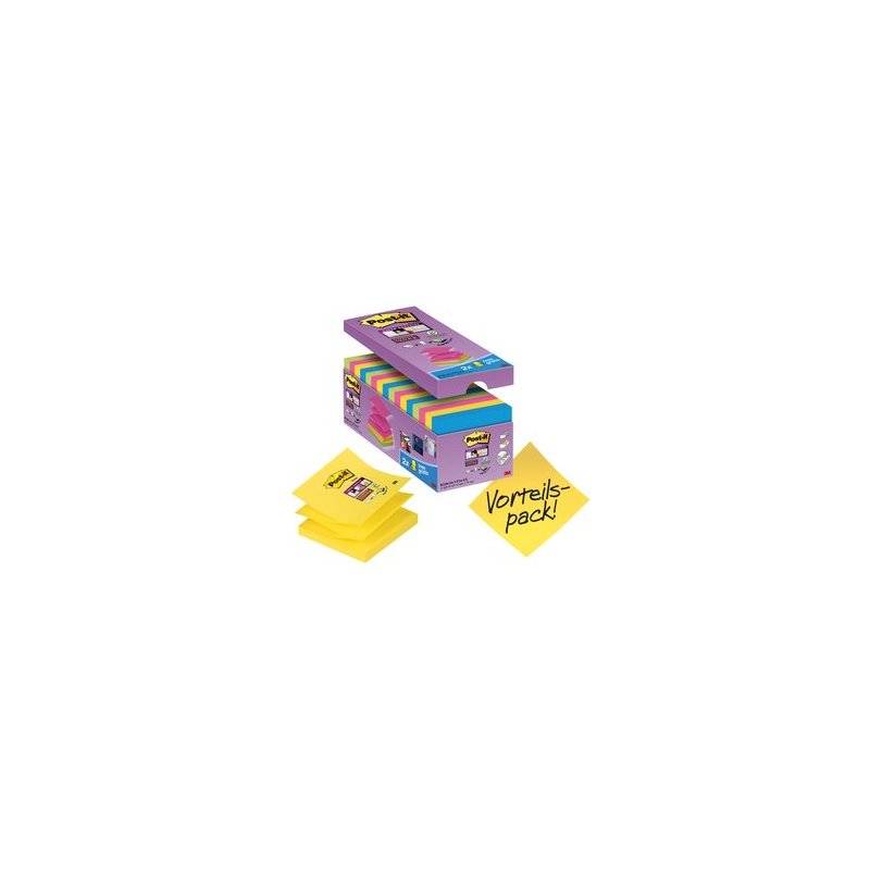 Post-it Haftnotizen Super Sticky Z-Notes, 76 x 76 mm, farbig