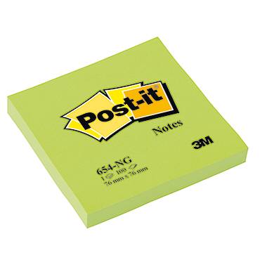 Post-it Haftnotiz Neon Notes 654NGR 76x76mm 100Blatt neongrün