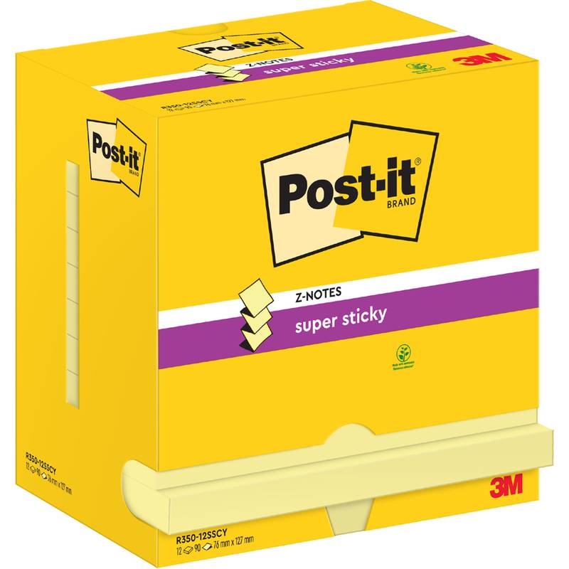 Post-it Haftnotizen super sticky z-notes, 127 x 76 mm, gelb