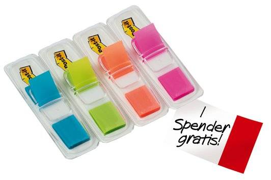 3M Post-it Index 683-4ABBXP - Index-Streifen mit Spender - 12 x 43 mm - 140 Blatt (4 x 35)