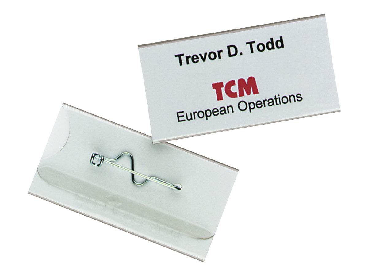 DURABLE - Namensschild - für 40 x 75 mm - Nadel - durchsichtig (Packung mit 10)