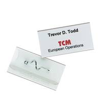 DURABLE - Namensschild - für 40 x 75 mm - Nadel - durchsichtig (Packung mit 10)