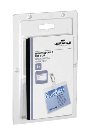 Durable Namensschildhalterung - für 90 x 60 mm - Clip - durchsichtig (Packung mit 5)