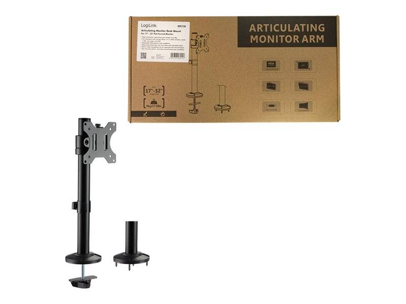 LogiLink - Befestigungskit - Voll beweglich - für LCD-Display / Curved LCD-Display - Kunststoff, Stahl - Schwarz - Bilds