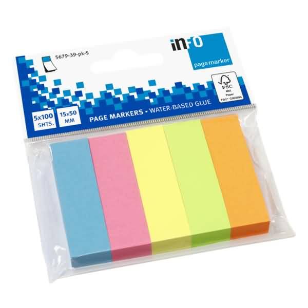 Info Haftmarker 5679-39-pk-5 15x50mm 100 Blatt sortiert 5 Stück