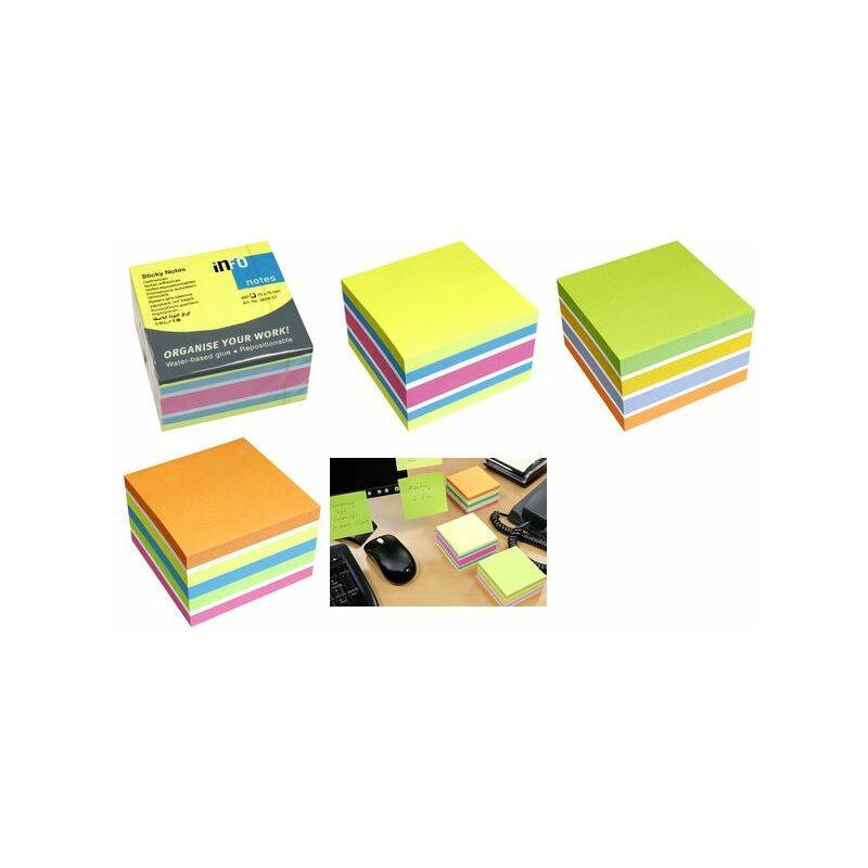 inFO notes Haftnotizen-Würfel, 75 x 75 mm, Brilliantmix