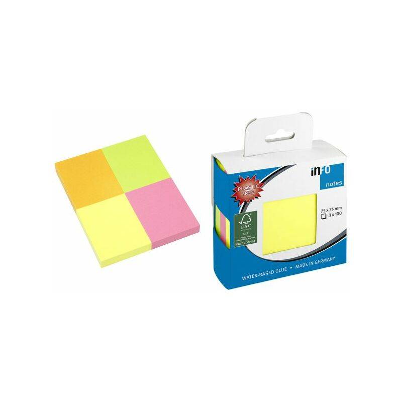 inFO notes Haftnotizen, 175 x 75 mm, Brilliantmix