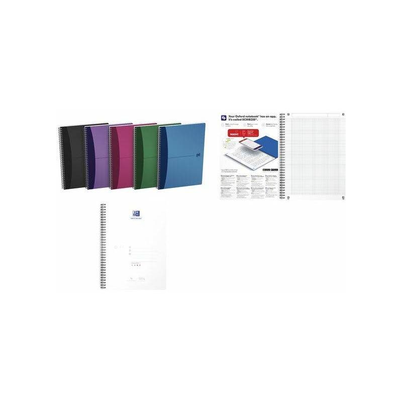 Oxford Office Spiralbuch, DIN A4, kariert, 50 Blatt, PP