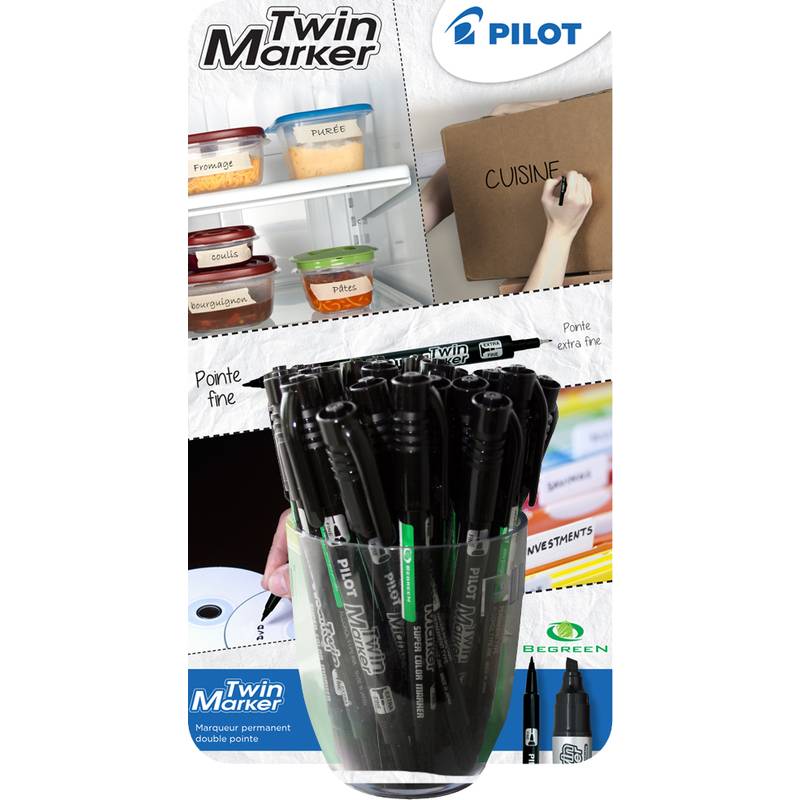 PILOT Permanent-Marker Twin Marker, schwarz, 30er Display