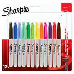 DYMO - Sharpie - Marker - permanent - verschiedene Farben - fein (Packung mit 12)