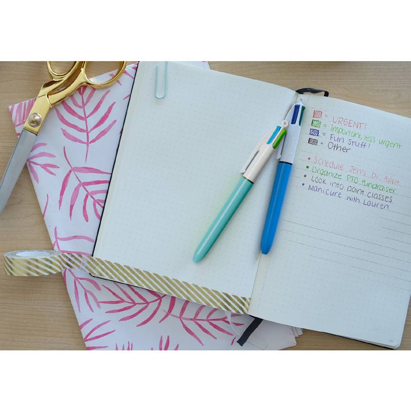 BIC Druckkugelschreiber 4 Colours Fun, hellblau/weiß