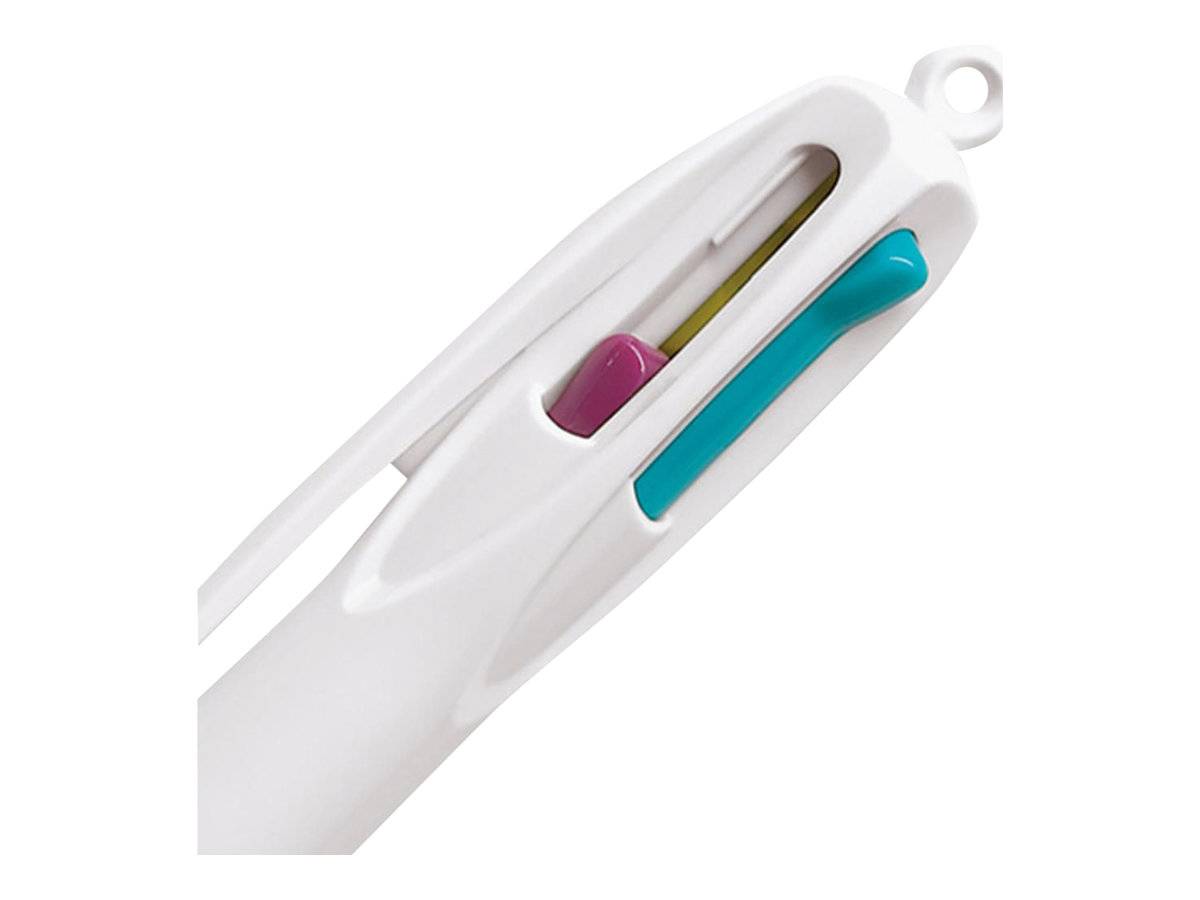 BIC 4 Colours Grip - Vierfarb-Kugelschreiber - permanent - rosa, Türkis, Lila, Green Lemon - ölbasierte Tinte - 1 mm - M