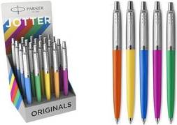 PARKER Druckkugelschreiber JOTTER ORIGINALS, 20er Display Schaftoberteil, Druckknopf, Clip und Spitze aus Edelstahl,